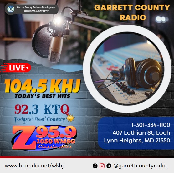 Todays Business Spotlight 🎙 is on Garrett County Radio! 
Visit them at www.facebook.com/garrettcountyradio or Garrett County Radio 
Follow us to see more daily Garrett County Business Spotlights!
If you are interested in having your business featured contact Connor Norman at cnorman@garrettcountymd.gov. #businessdevelopment #garrettcountymd